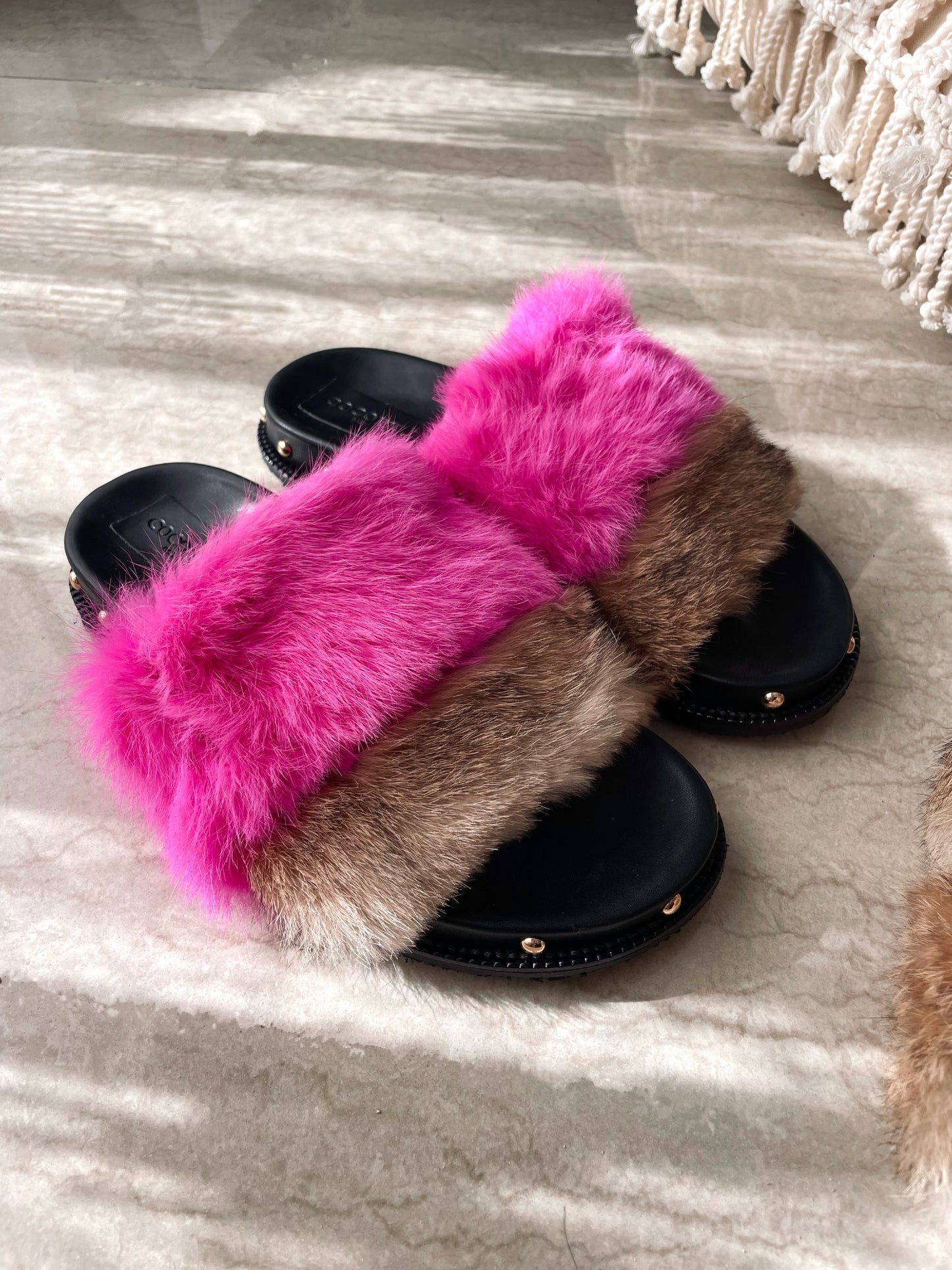 Lyla 100% Rabbit Fur in Hot Pink Delight