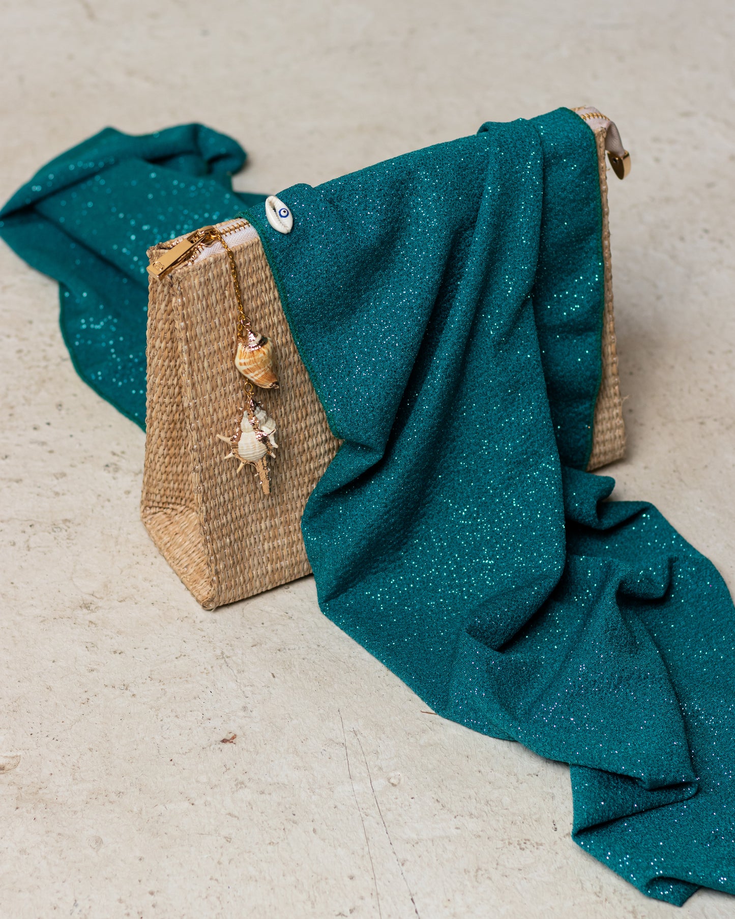 Raffia Seashell Clutch