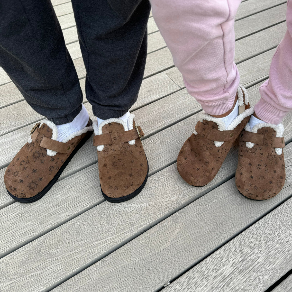 Girls' Celestial suede and shearling clogs by COCOBELLE, view 3