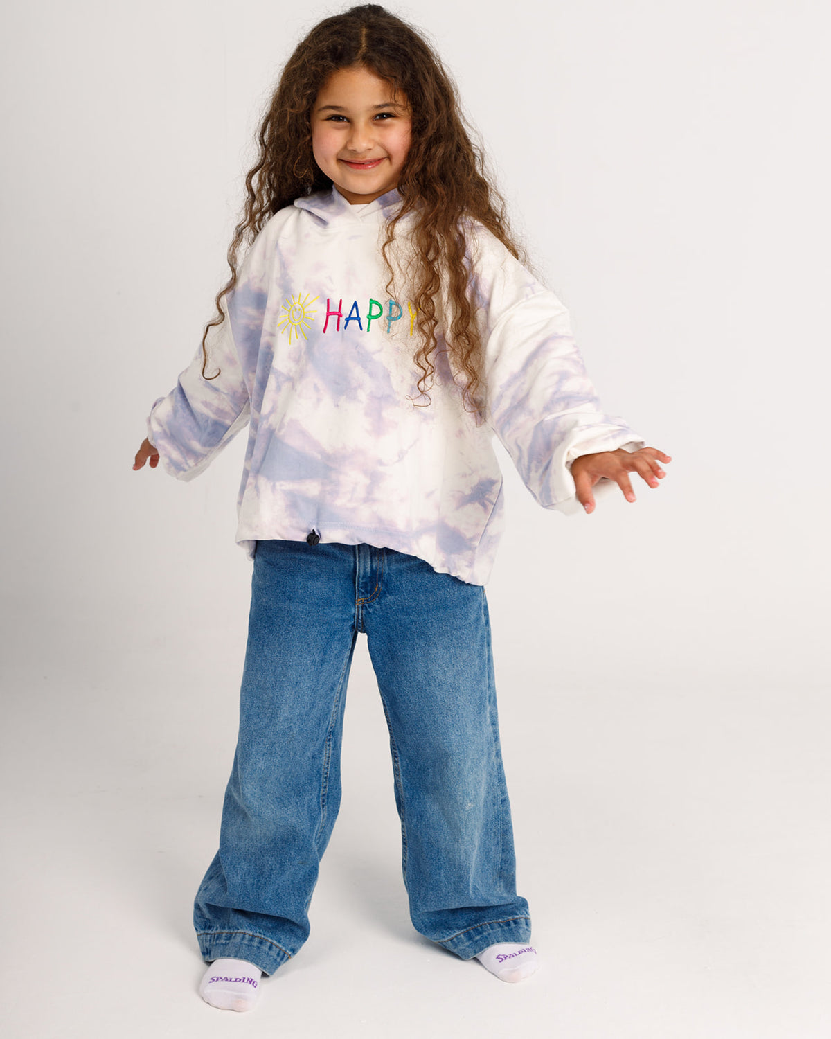 Girls' Happy tie-dye sweatshirt in lilac by COCOBELLE, view 2