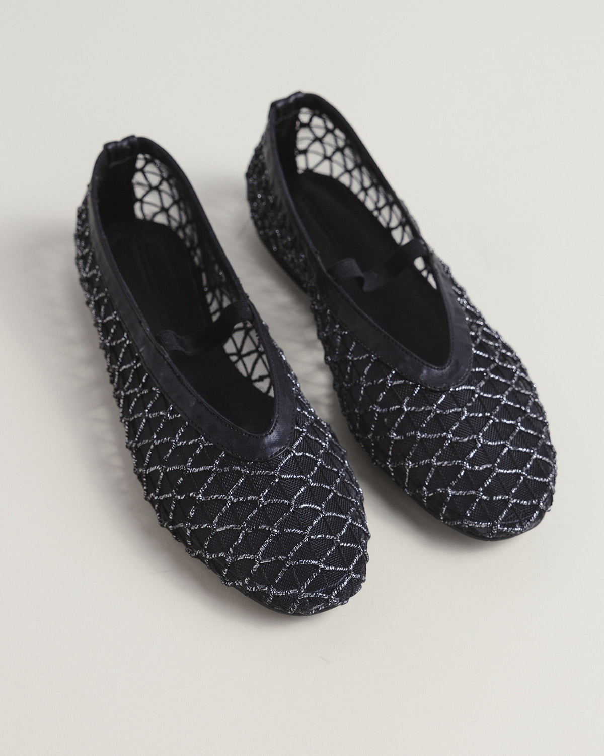 Jackie-O black mesh ballerina flats by COCOBELLE, view 2