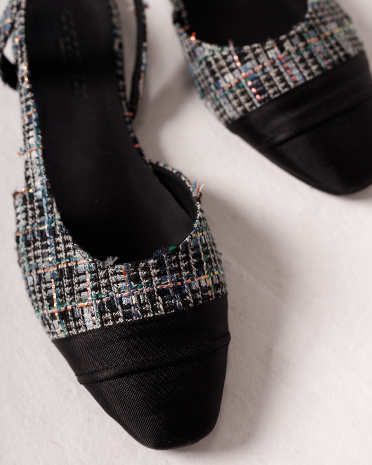 Jackie-O slingback ballerina flats in black plaid by COCOBELLE, view 2