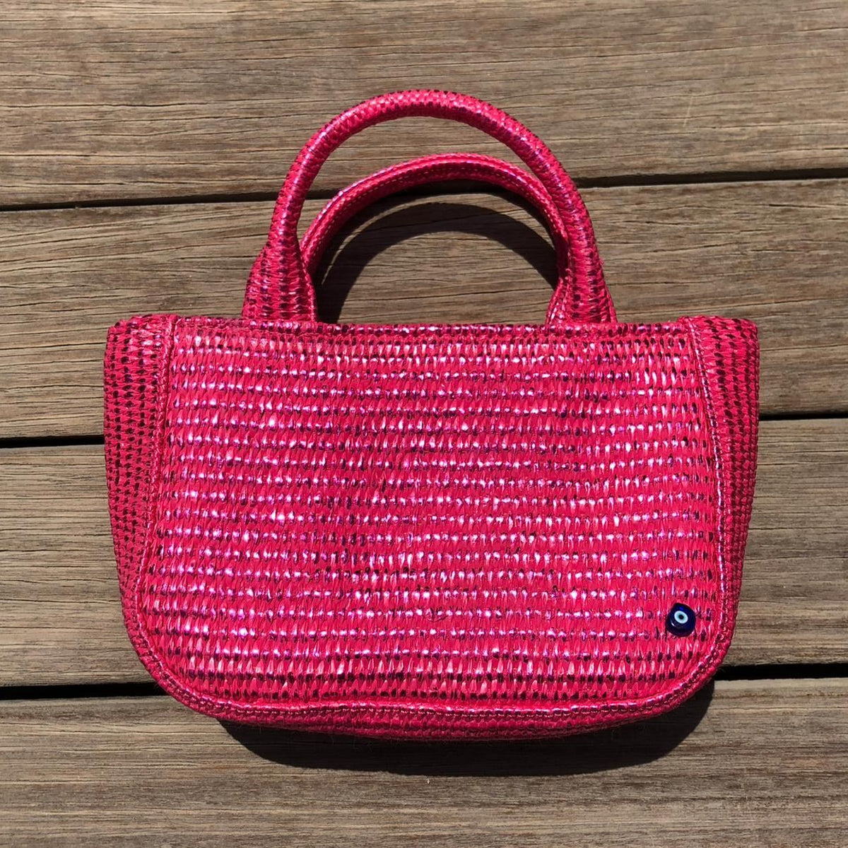 Mini metallic raffia bag in hot pink by COCOBELLE
