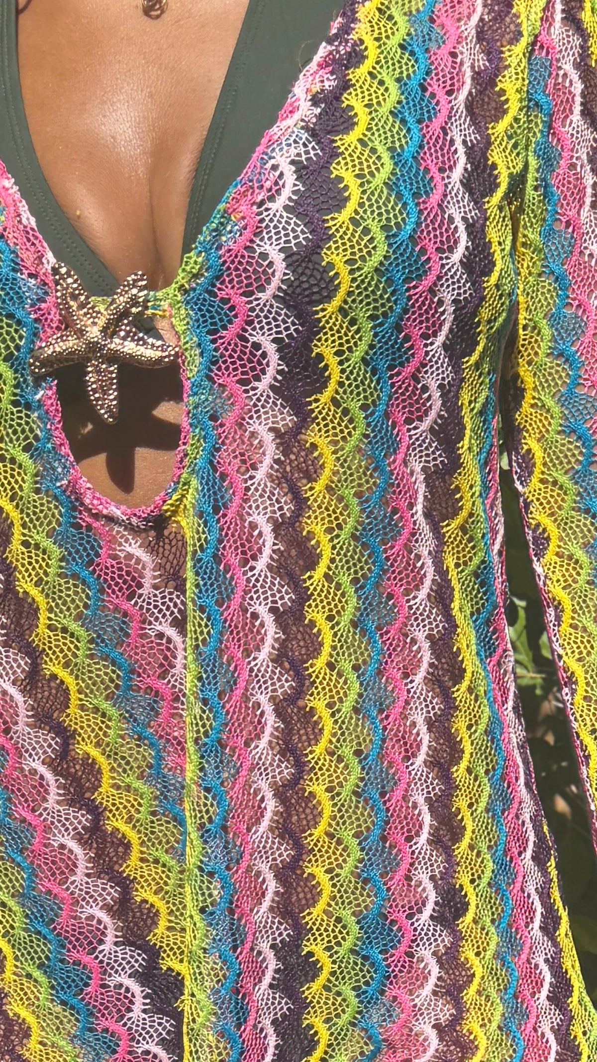 Salina's crochet beach dress in candy weave by COCOBELLE, view 2