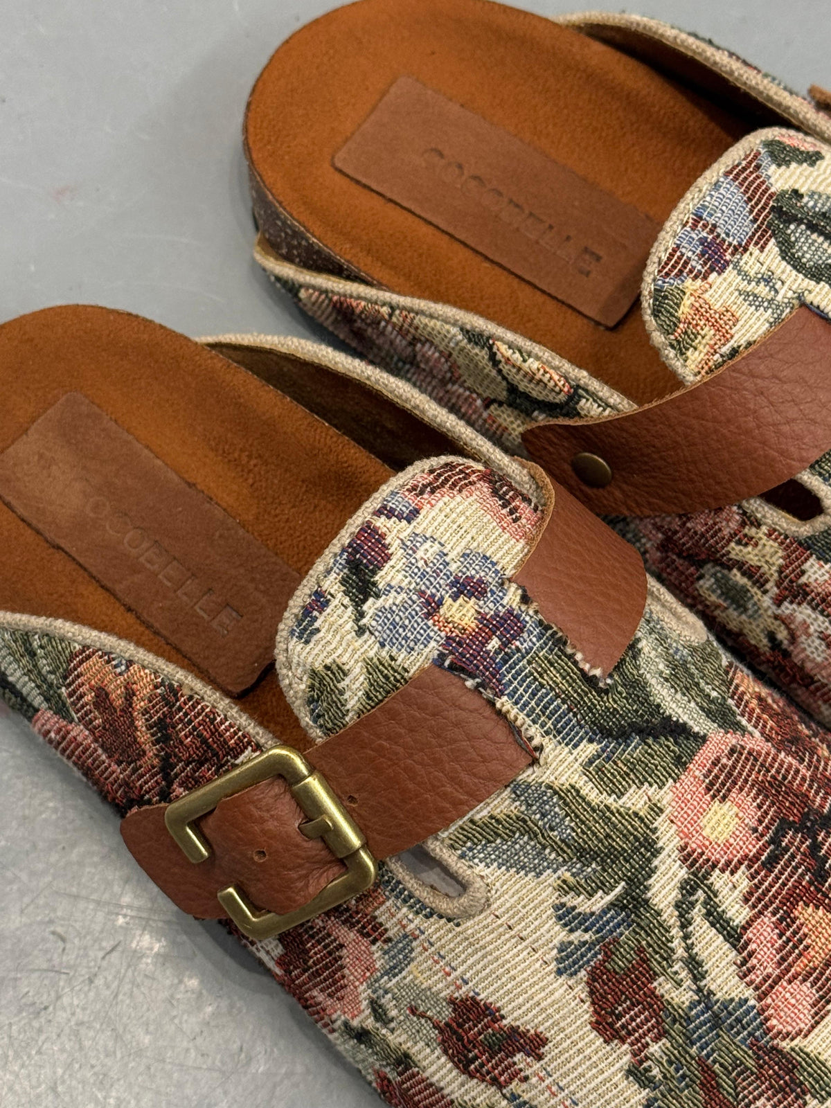 Teta's Cushion tapestry flat clogs by COCOBELLE