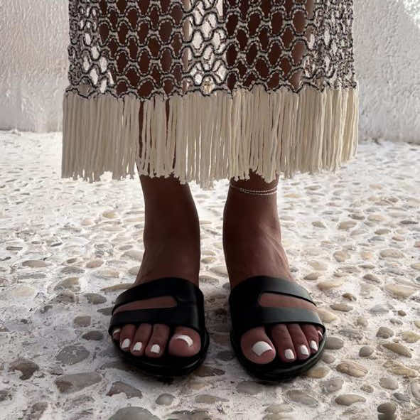 Athena Slides in Flat Black