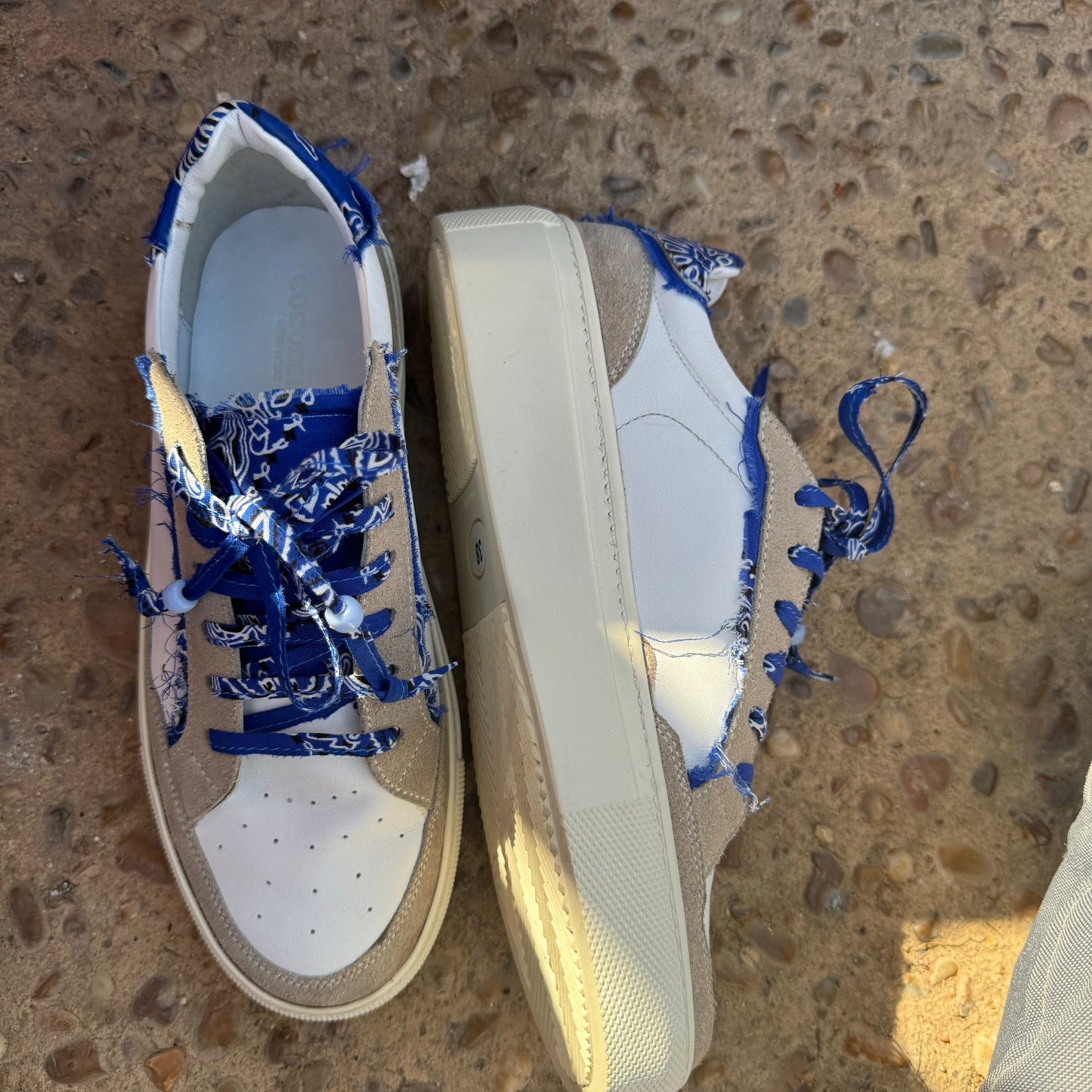 Marcy Genuine leather Blue Bandana Sneakers