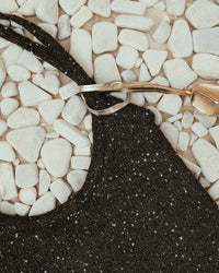 The Ivy tote bag in sequin-embleshed mesh in Black