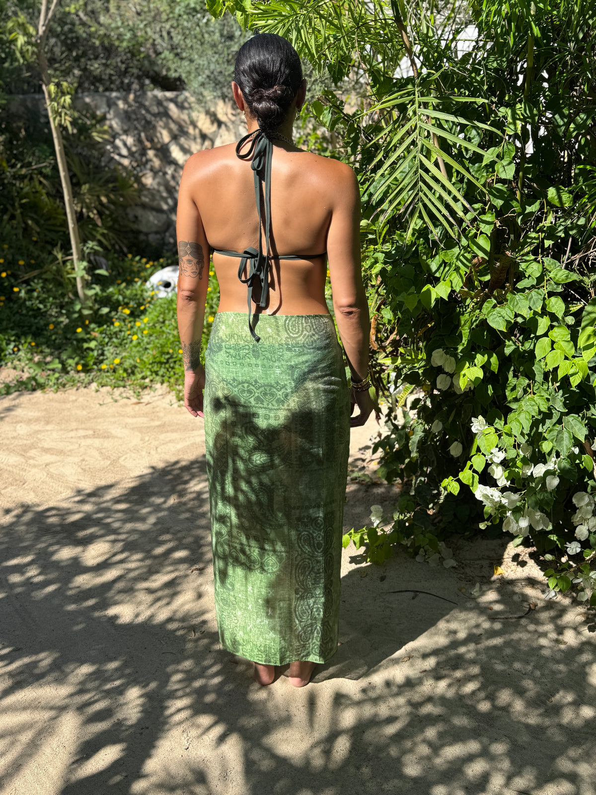 Green Bandana Sarong with slit