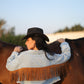 Western Cropped Jacket with Fringe in Light Denim
