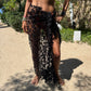 Skull & Star Crochet Sarong (Long) in Black (Pre-Order: Shipping August 22)