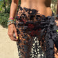 Skull & Star Crochet Sarong (Long) in Black (Pre-Order: Shipping August 22)