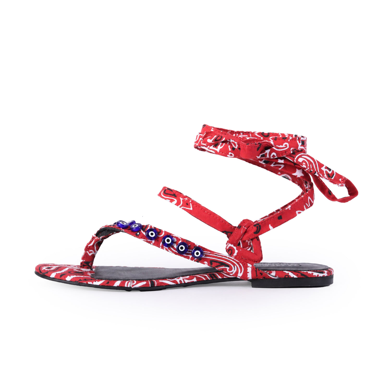 Greek-Eye & Bandana Wrap Sandal in Red (xSATISFASHION)