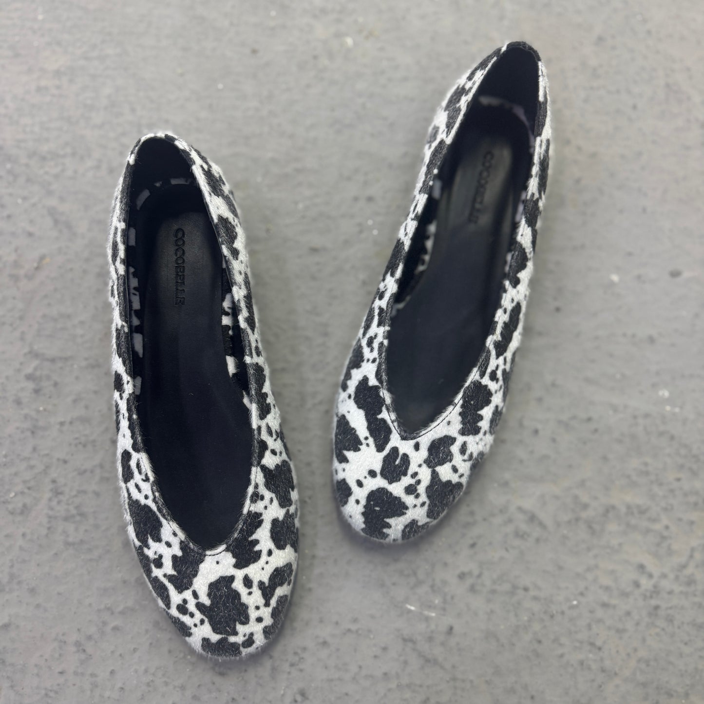 Jackie-O Ballerina in White Cow Hair Print