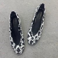 Jackie-O Ballerina in White Cow Hair Print (Final Sale)