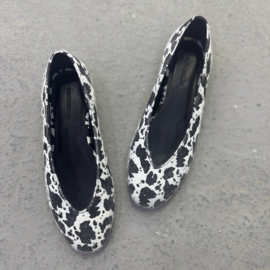 Jackie-O Ballerina in White Cow Hair Print