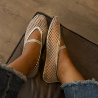 Jackie-O  French-Mesh Ballerina in Silver Blanc
