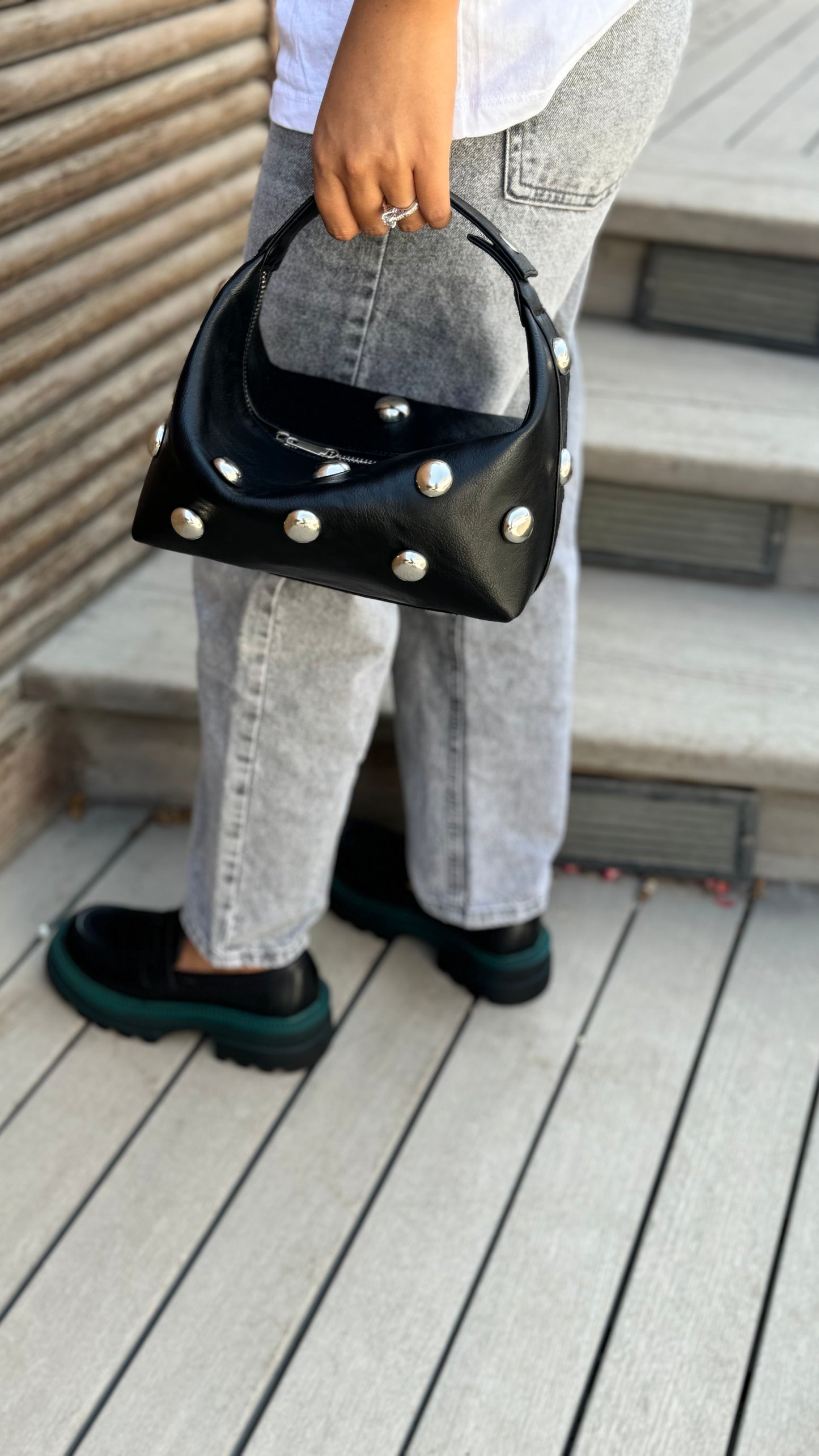 Bric in Black & Silver Eyelets