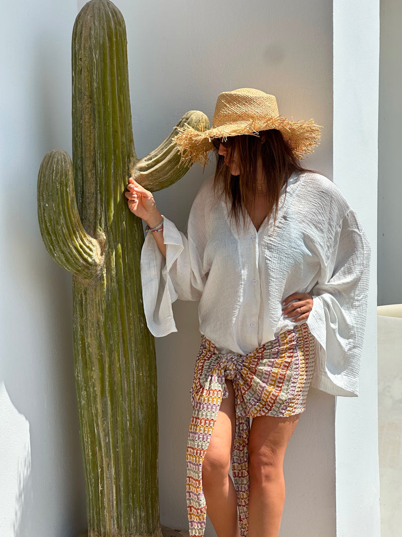 Soraya in white-shirt & Orange wrap