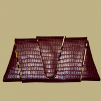 Croissant Clutch in Burgundy Croc (Final Sale)