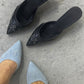 Darlin’ Pointed Heel Mules in Denim