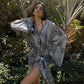 Soraya beach wrap-dress in Grey Bandana
