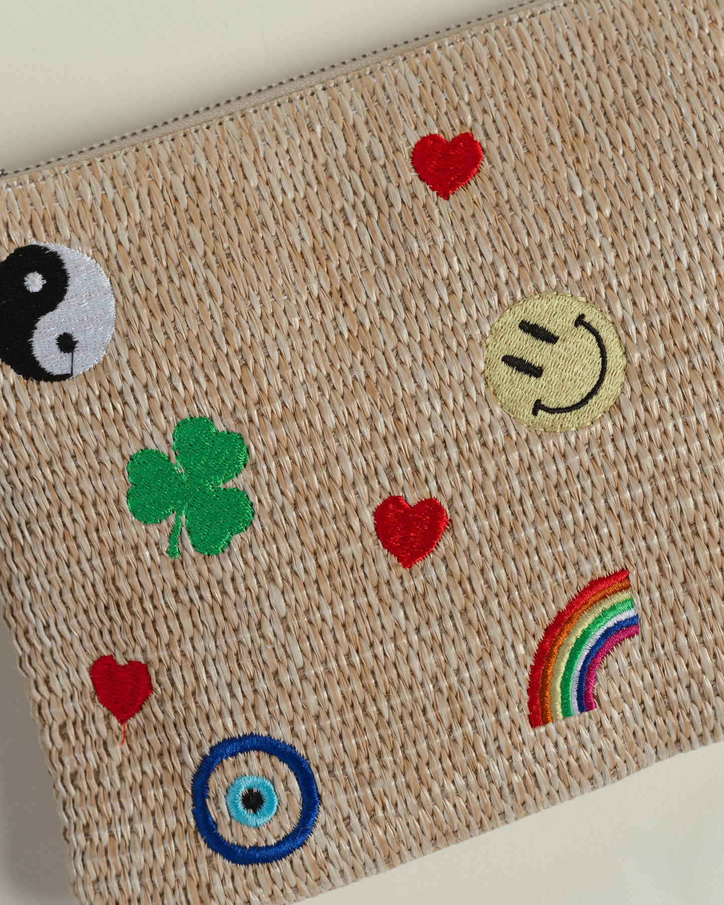 “Funk” Hippie- embroidery Raffia Pouch/cross body (comes with strap)
