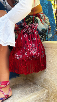 Red Bandana Fringe with Greek- Eye ( xSATISFASHION)