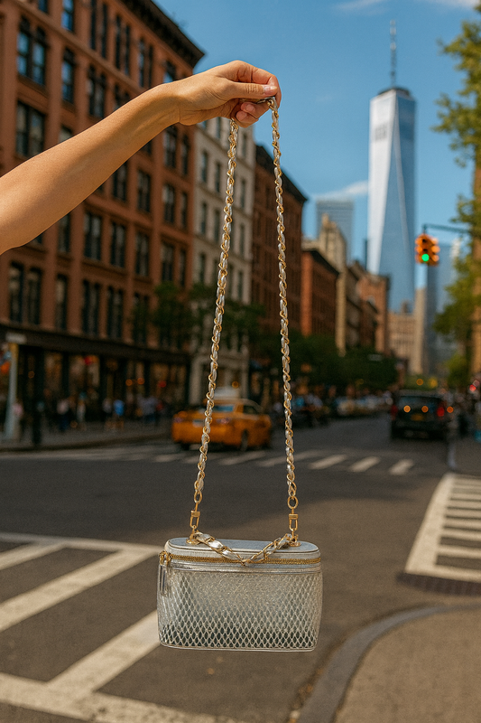 Vanity Bag in Silver Mesh (with chain)