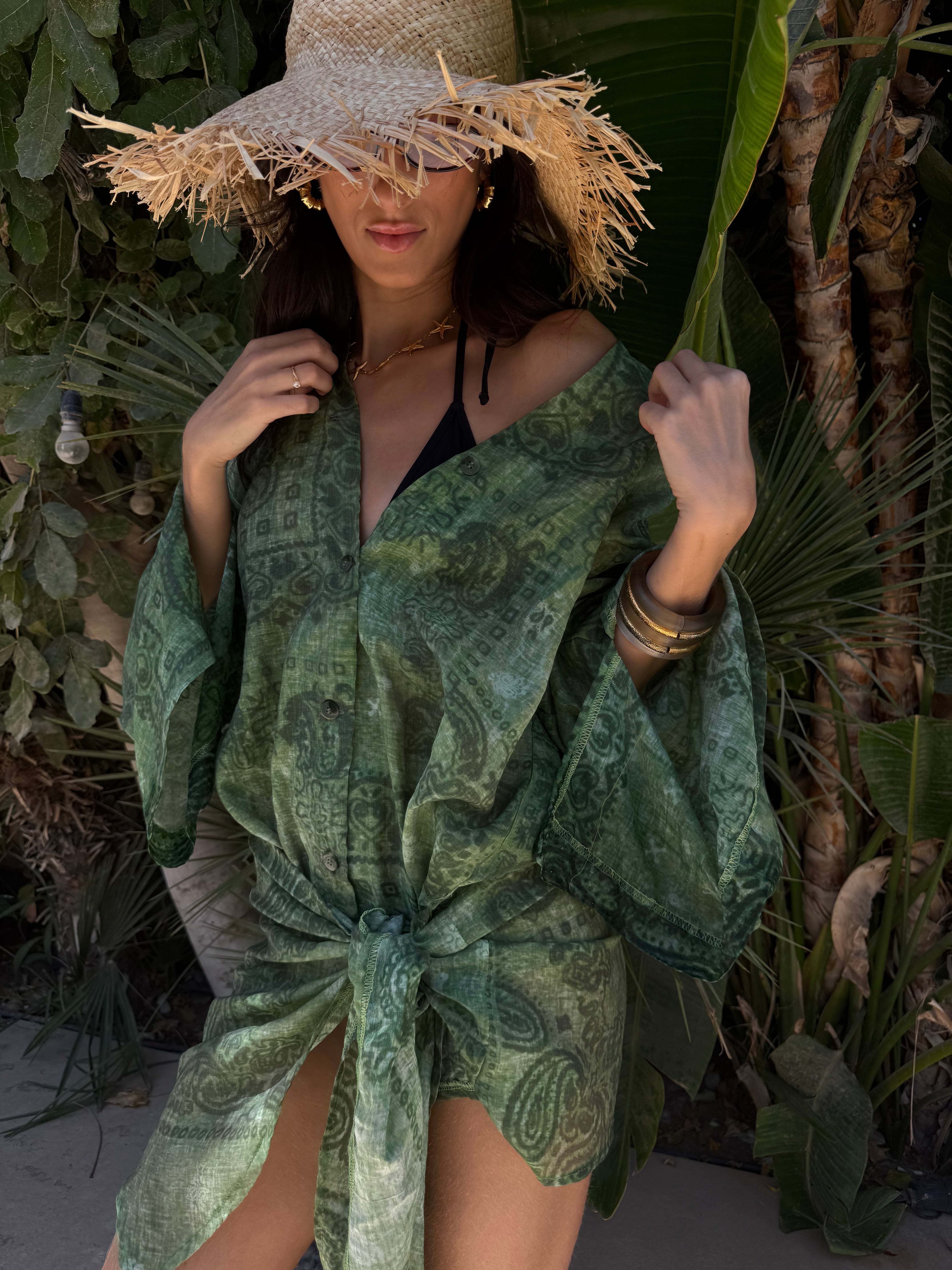 Soraya beach wrap-dress in Green Bandana – COCOBELLE