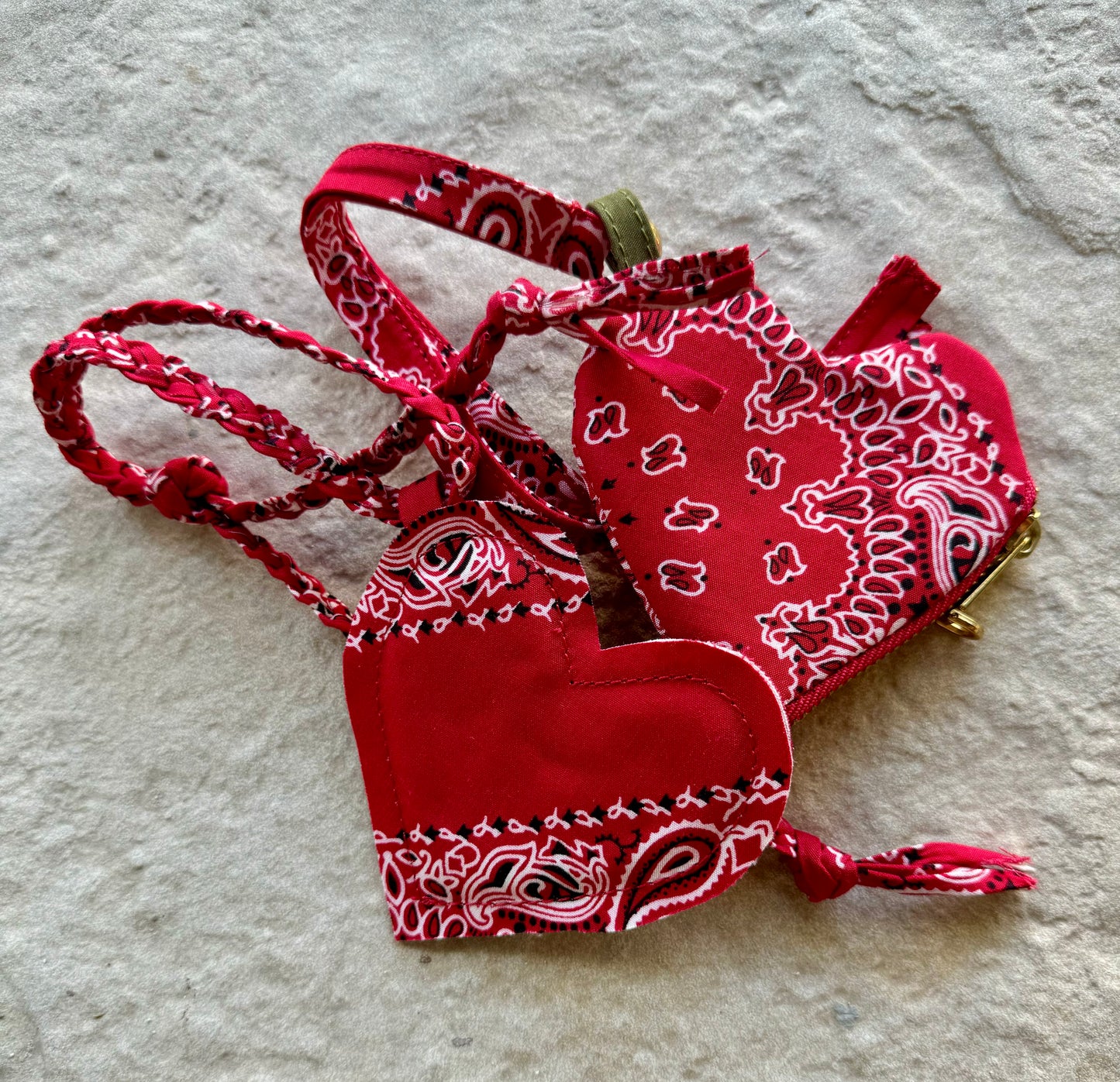 Red Bandana Heart - Bag Charms (set of 2)