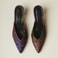 Iconic Ombré French-Brocade Kitten Heel Mules
