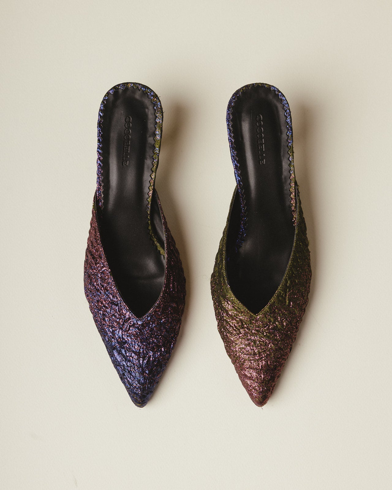 Iconic Ombré French-Brocade Kitten Heel Mules