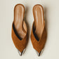 Iconic Metal-Cap Mules in Brown