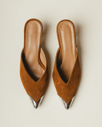 Iconic Metal-Cap Mules in Brown