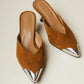 Iconic Metal-Cap Mules in Brown
