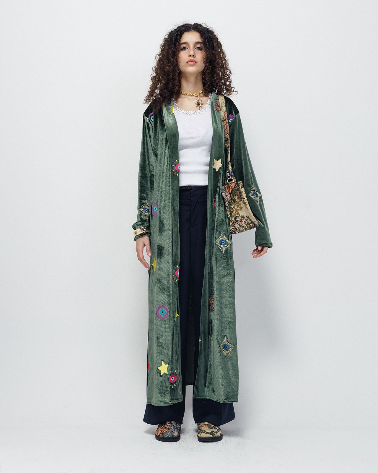 All-Eyes-On- You  Kaftan in Olive Velvet  (Pre-Order: Shipping February 18)