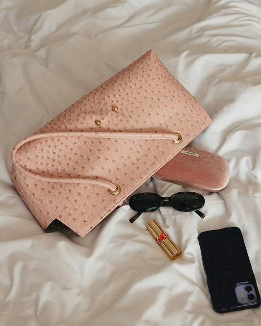 “Le Spec” Shoulder Bag in Blush Ostrich