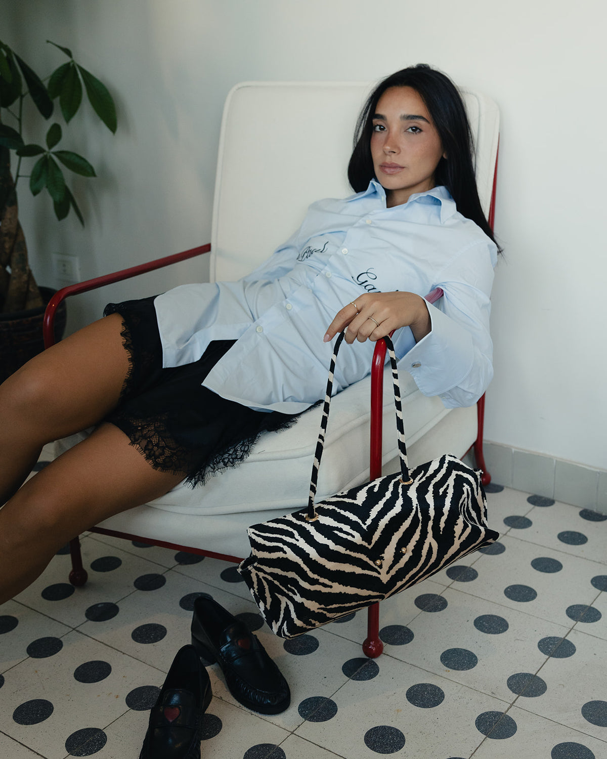 “Le Spec” Shoulder Bag in Wild Zebra
