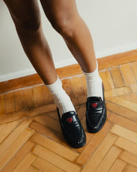 Le Loafer in Black & Red Hearts