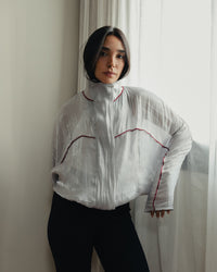 Funnel neck Jacket in Sheer Grey