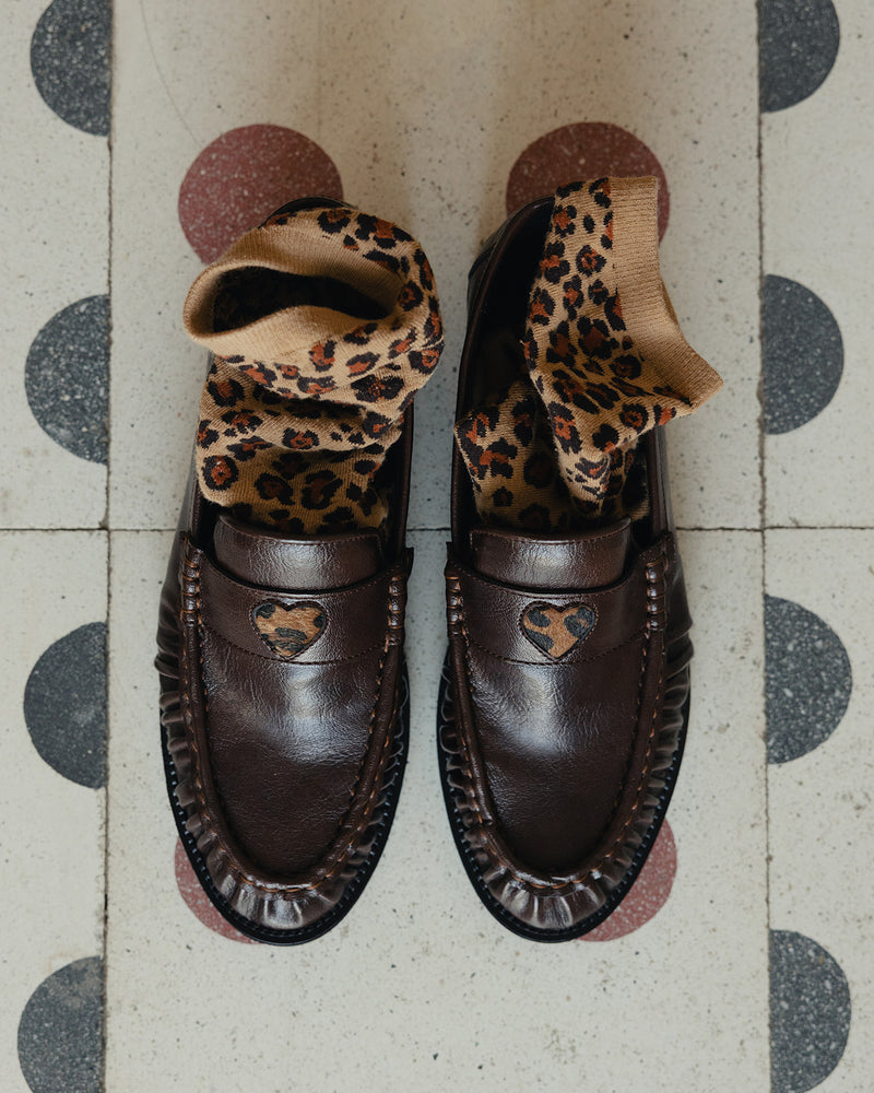 Le Loafer in Brown & Leopard Hearts