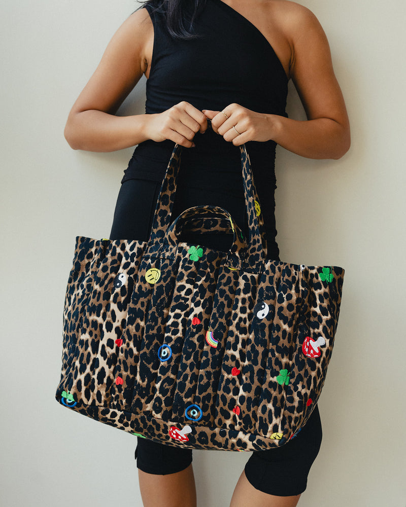 Leopard Tote Bag in “Hippie Funk” Embroidery