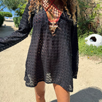 Salina’s Beachdress in Black Knit (Final Sale)