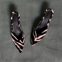Iconic Kitten-heel Mules in Zebra