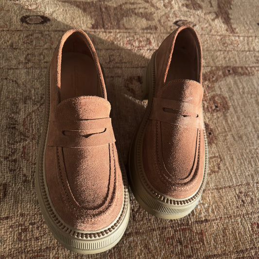 Marcy Platform Loafers in Mocha Brown