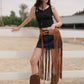 Fringe Studded Belt in Brown