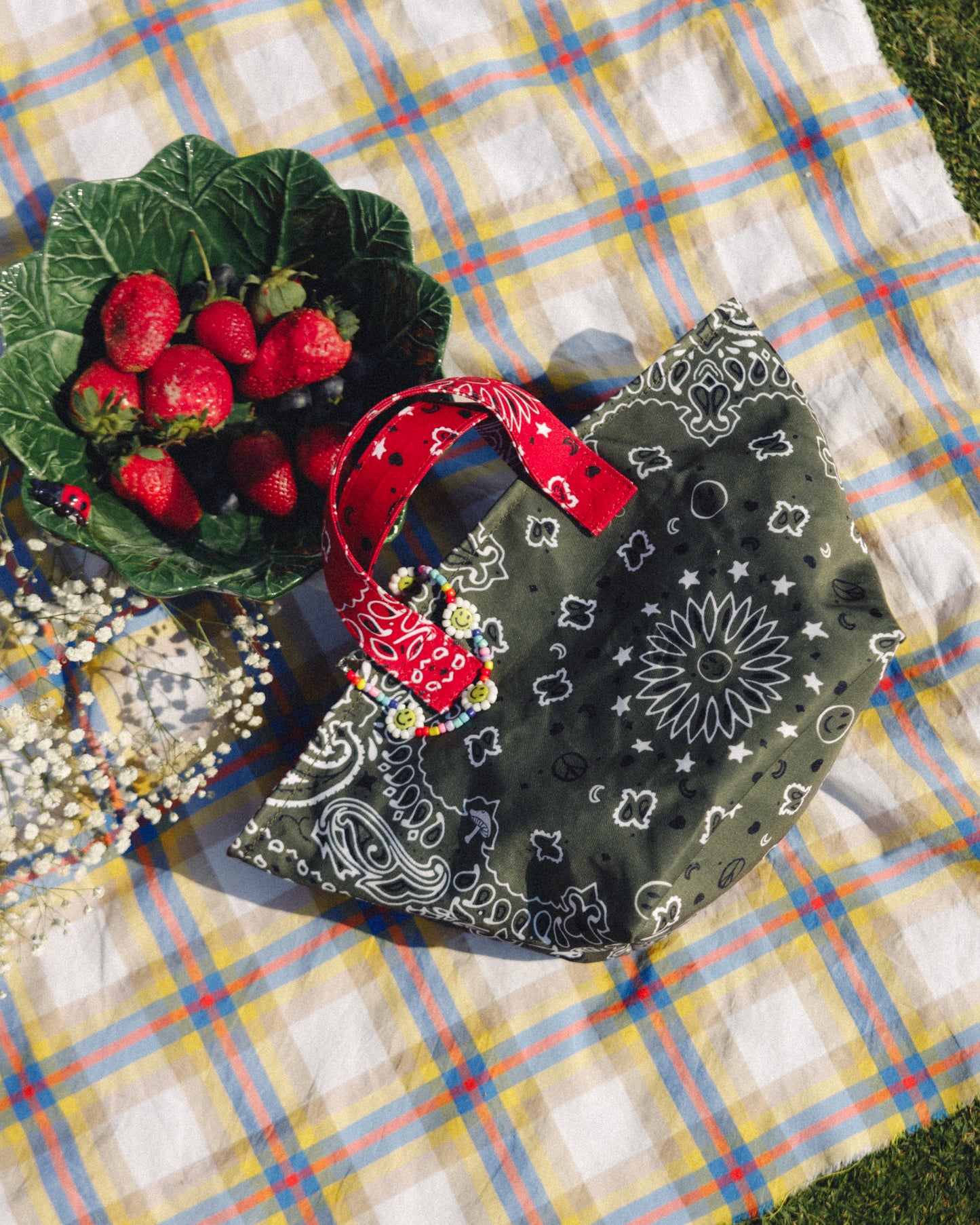 The Mini Basket in Olive & Red Bandana (Preorder)