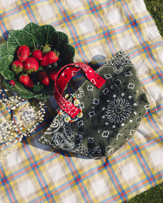 The Mini Basket in Olive & Red Bandana (Preorder)