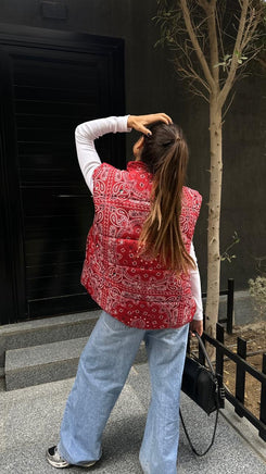Bandana puff-Vest in Red